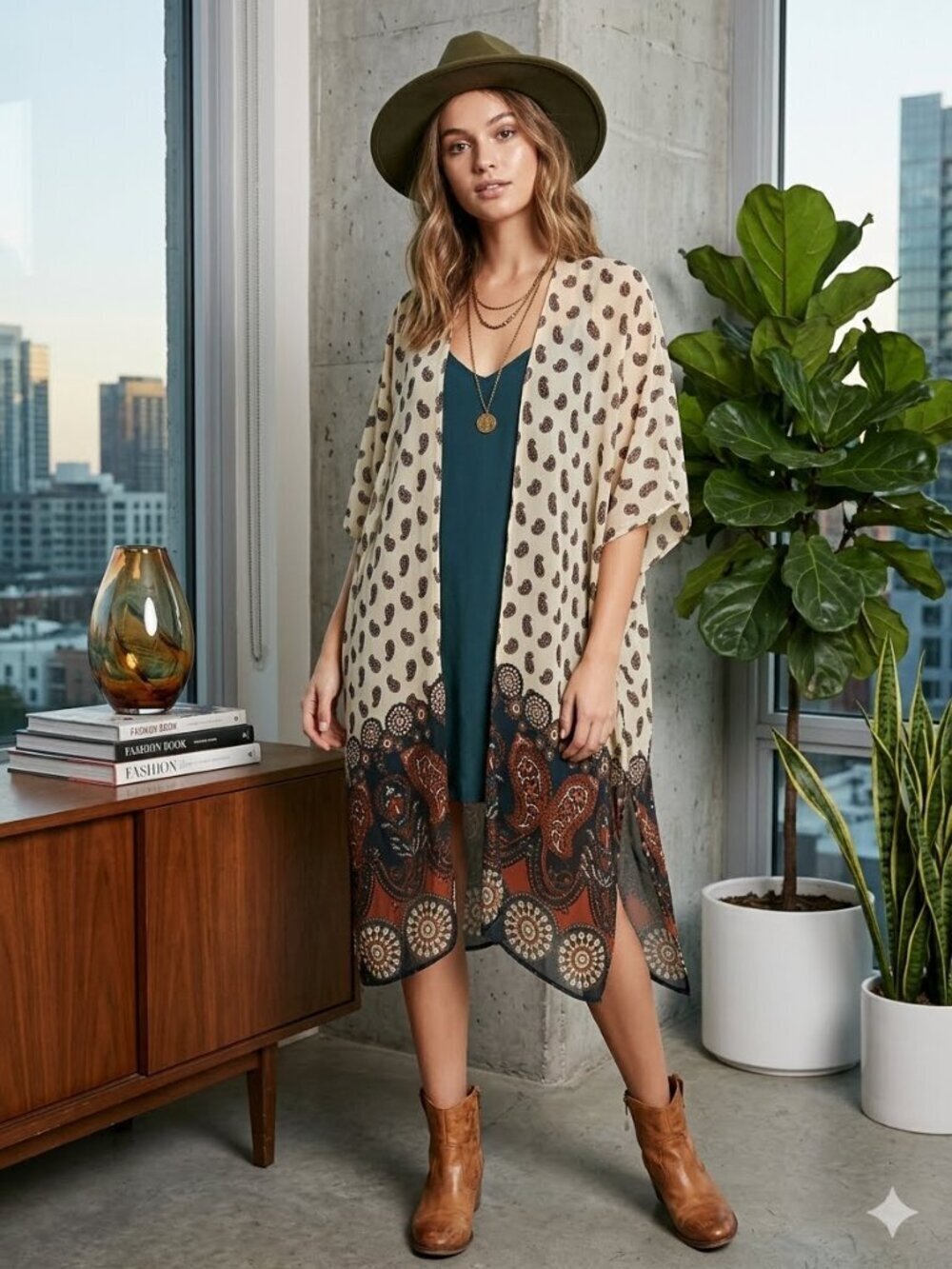 Live 4 Truth S Multicolor Paisley Print Long Line Open Front Semi Sheer Kimono